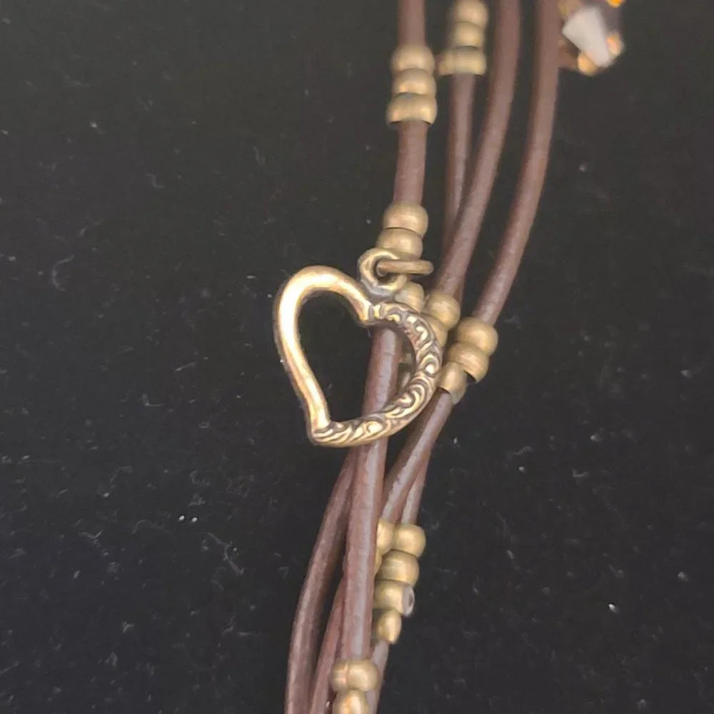 VAN GALZ - Ballchain, Leather & Crystal Wrap, Oval Pendant Necklace - Picture 7 of 14